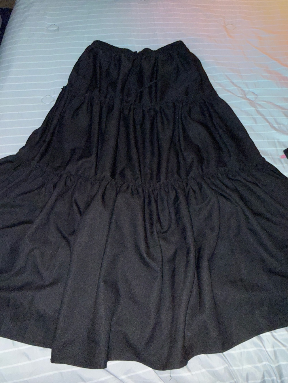 SHEIN Black Strapless Tiered Maxi Dress